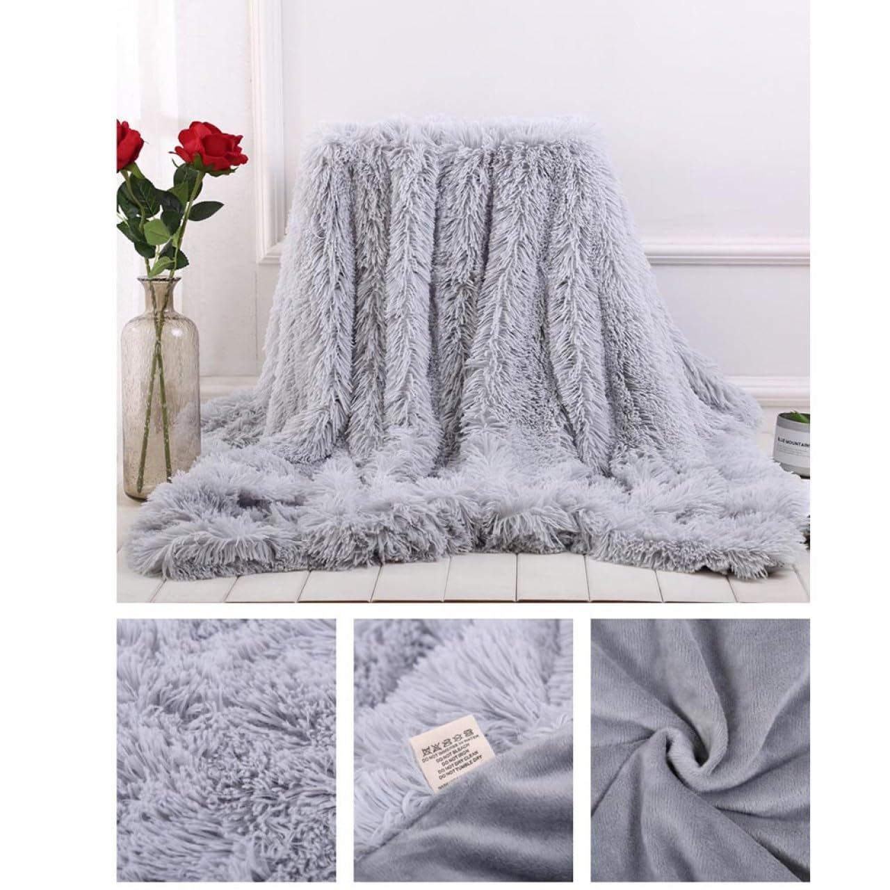 Couverture polaire plaid canapé Homoyoyo gris clair 130x160 jeté de lit chaud