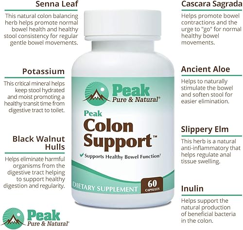 Miniatura 5 de Peak Pure & Natural Apoyo para el colon - Suplemento de limpieza y desintoxicación de colon para la salud digestiva - Apoyo a la salud intestinal
