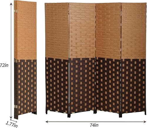 Miniatura 7 de Divisor de habitación plegable, biombo de madera, 6pies Paneles plegables de fibra de tejido alto, extraanchas, con doble bisagra y doble divisor de