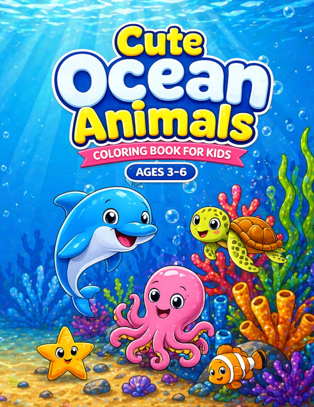 Cute Ocean Animals: Coloring Book for Kids Ages 3–6 (Little Explorers Coloring Books)