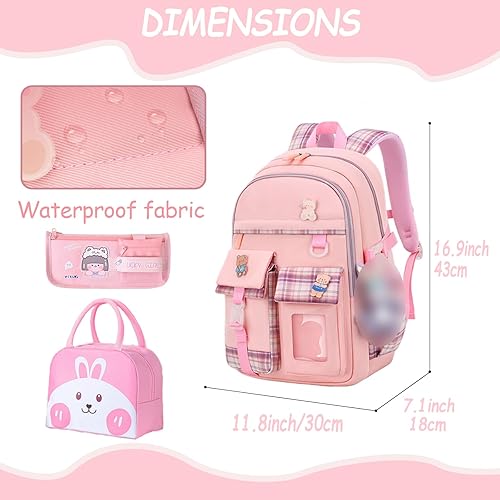 Miniatura 3 de ACEIOT Mochila para niñas, mochila Kawaii para niños con lonchera y estuche para lápices, mochilas escolares para niñas, Mochilas Escolares para