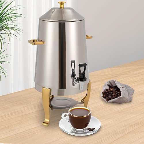Miniatura 2 de VPABES Dispensador de bebidas calientes de acero inoxidable de 3.4 galones, urna eléctrica de café con soporte para combustible, calentamiento