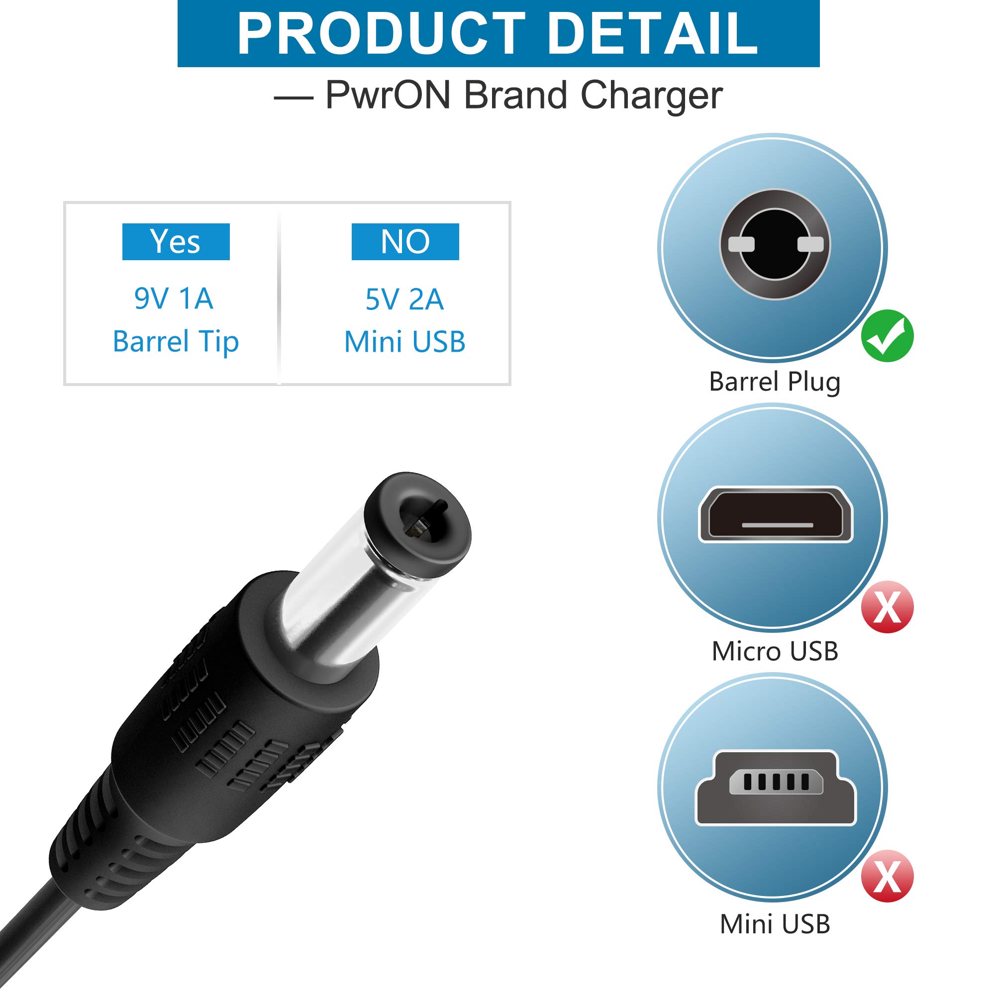 Amazon.com: PwrON DC 9V 1A AC Adapter Power Cord Replacement