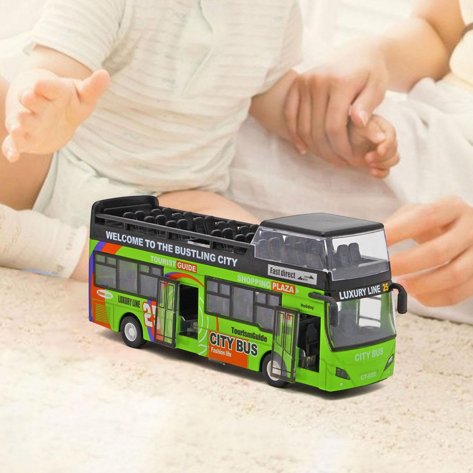 Autobús Turístico de Juguete, Modelo de Autobús Urbano, Juguete de Colección de Simulación para Niños Y Niñas. Regalo Ideal, Verde