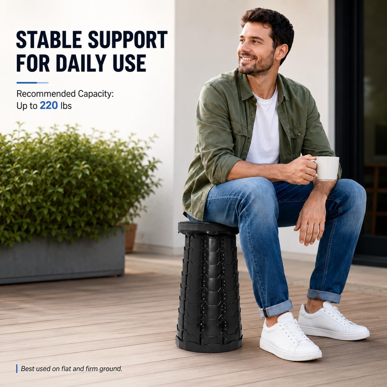 Taburete plegable mejorado, taburete plegable grueso, asiento plegable portátil, taburete retráctil de altura ajustable para pesca, senderismo, camping, barbacoa, fiestas, actividades al aire