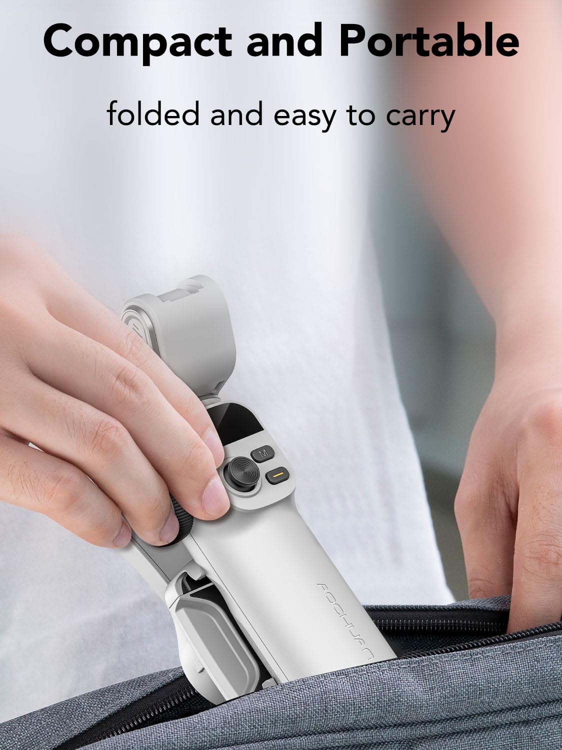 Smartphone Stabilisateur de cardan, Perche d'extension, Suivi du Visage Objets sans Application, cardan pour iPhone et Android, écran OLED, contrôle gestuel stabilisateur, AOCHUAN Smart X2AI Blanc