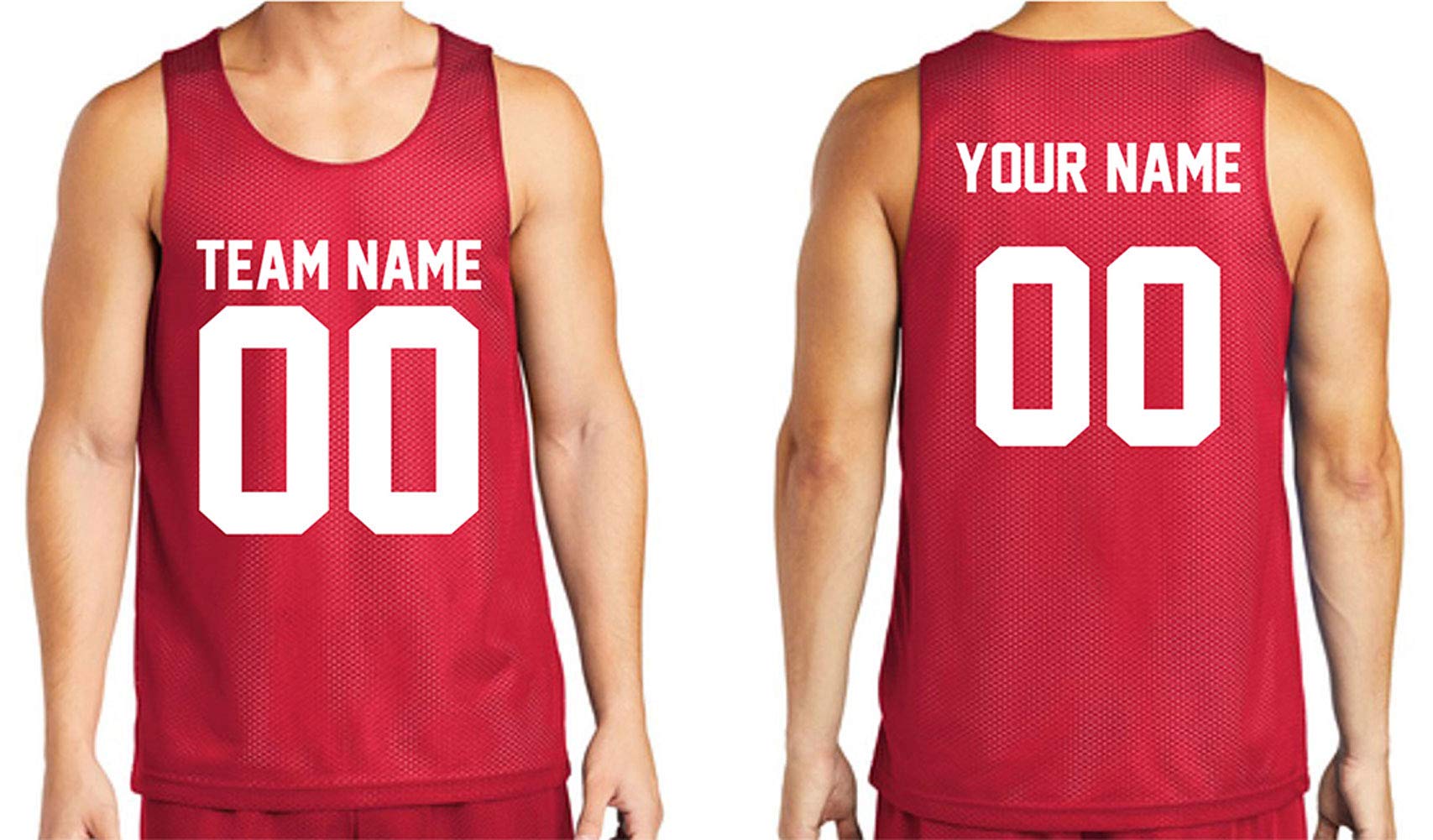 Custom Basketball Jersey Tank Top Make Your OWN 2 Sided Personalized Team Uniforms Red