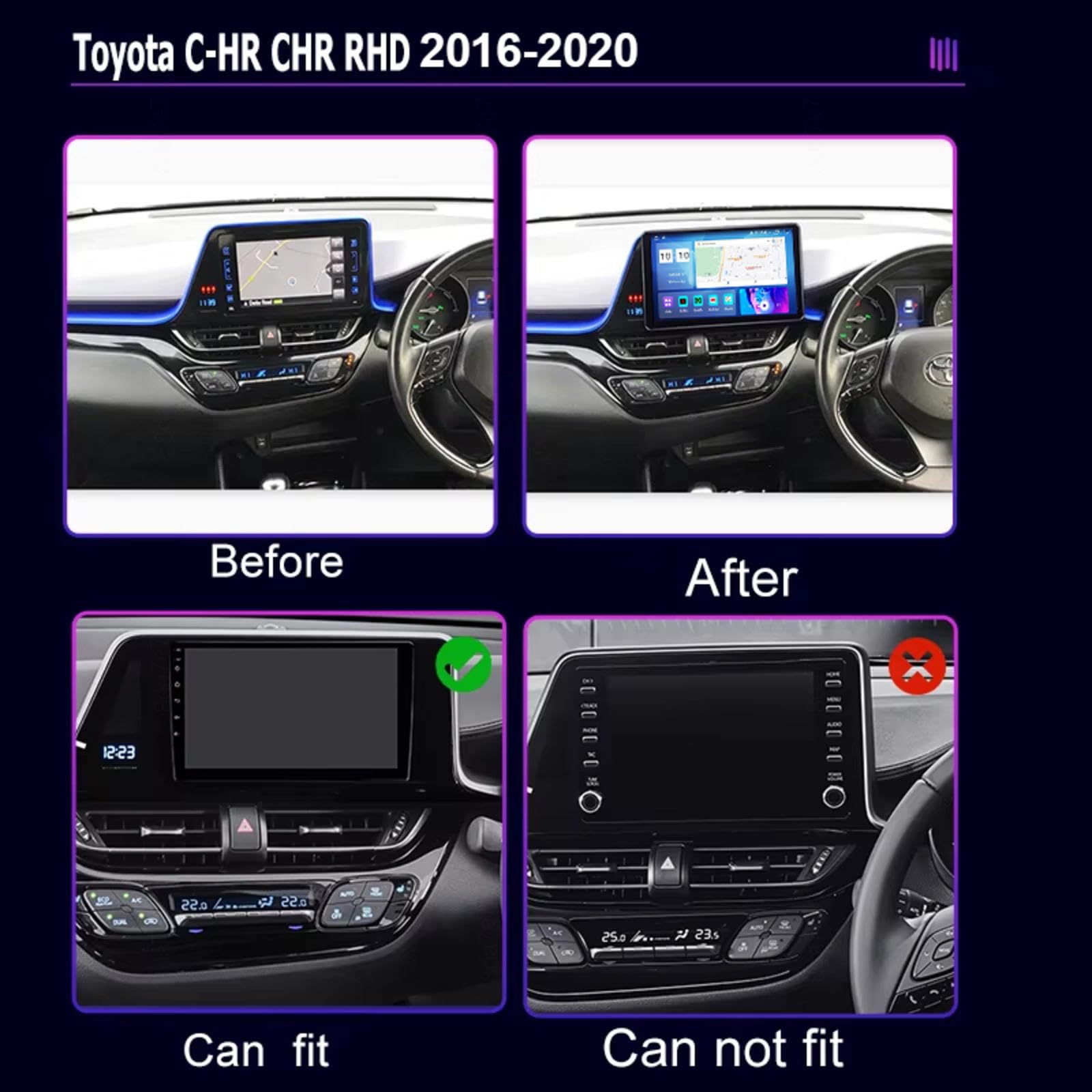 Amazon.co.jp: 適用 Toyota C-HR 2016-2020 RHD のAndroid 15搭載
