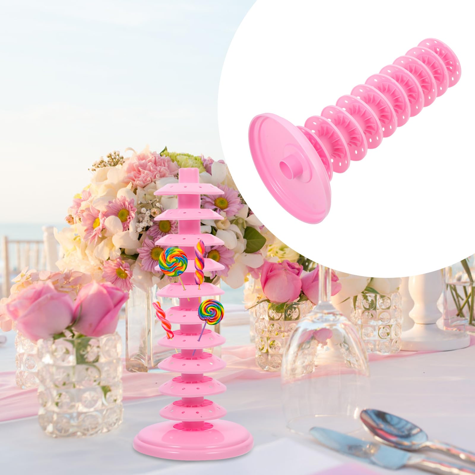 Operitacx Présentoir À Sucettes Multi-Niveaux 15 Trous Support Réglable En Plastique Pp 12.60X5.31X5.31 Pouces Présentation Idéale Pour Décorations De Fête Et Accessoires Bonbons