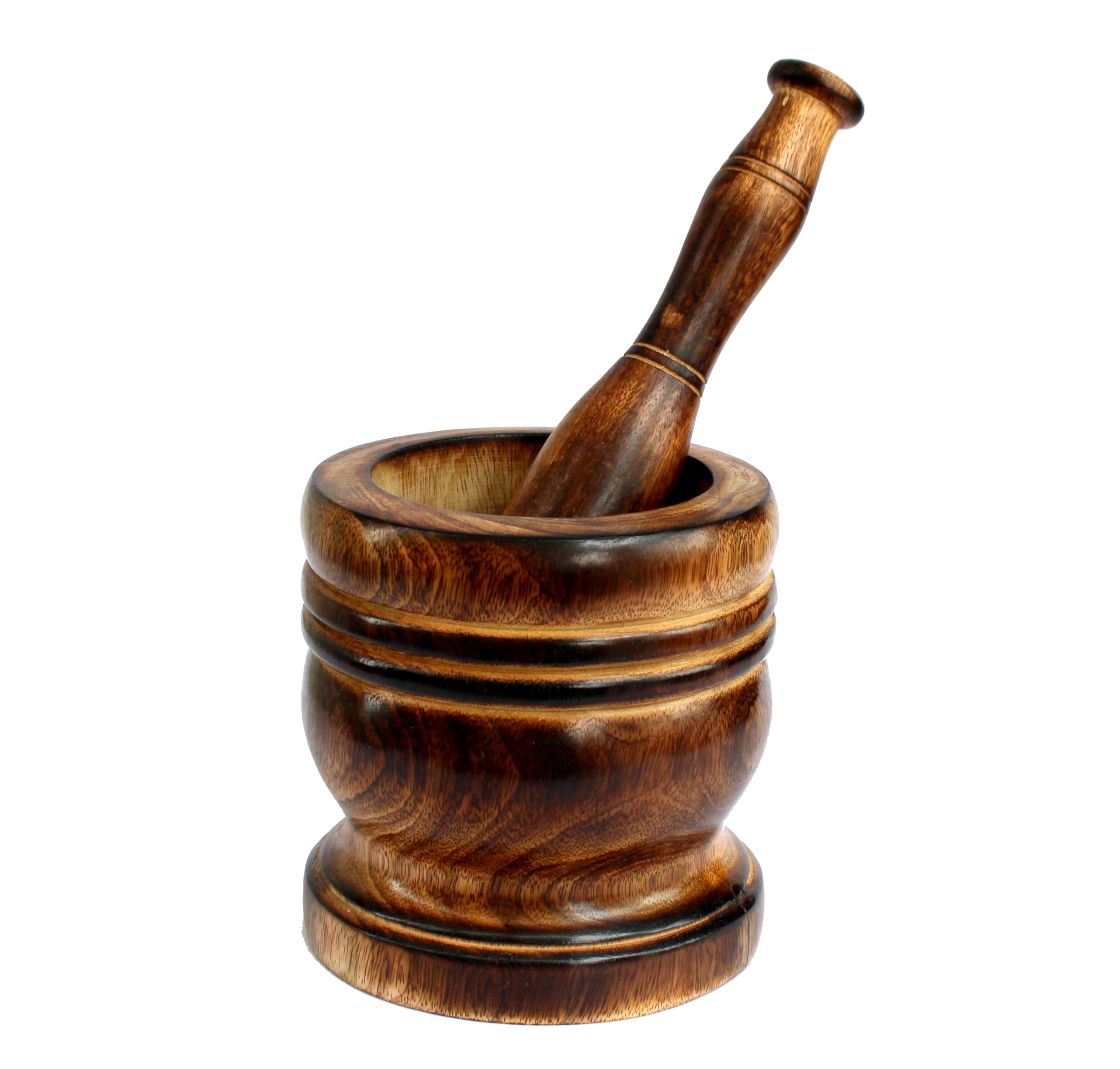 KLEO Wooden Grinder Masher for Spices & Medicine | Okhli Musal Set | Mortar Pestle Set | Imaam Dasta, Kharal, Khalbatta for Kitchen (Brown, 5" Inches) - Image 6 thumbnail