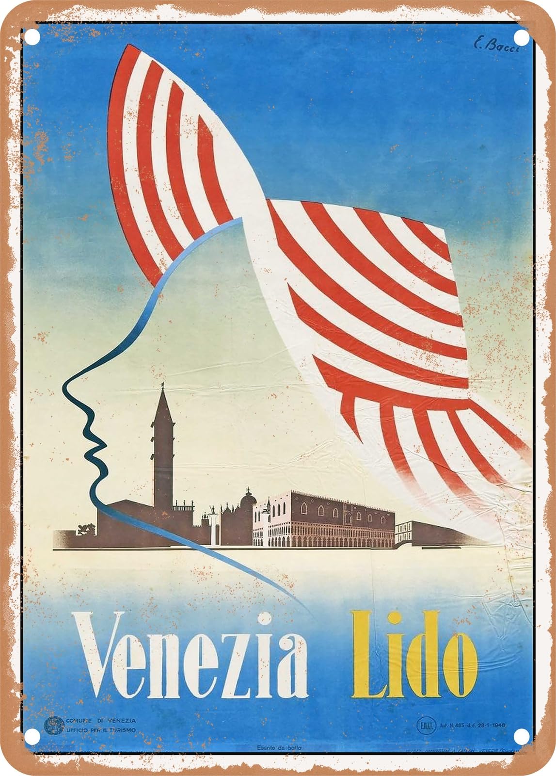 Miaomansenstore Metal Sign - 1948 Venice Lido Vintage Ad Home Decor