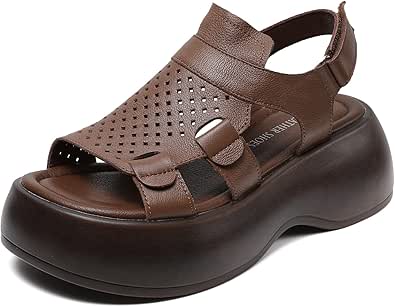 Amazon | [MIDIRO] サンダル レディース カジュアル サンダル 本革 厚底 袴用 通学 通勤 歩きやすい 通気性 ソフトソール ...