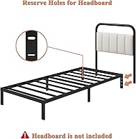 Vista 101 de Base de cama tamaño Queen de 12 pulgadas, no necesita somier, base de colchón de plataforma de metal resistente con listones de acero