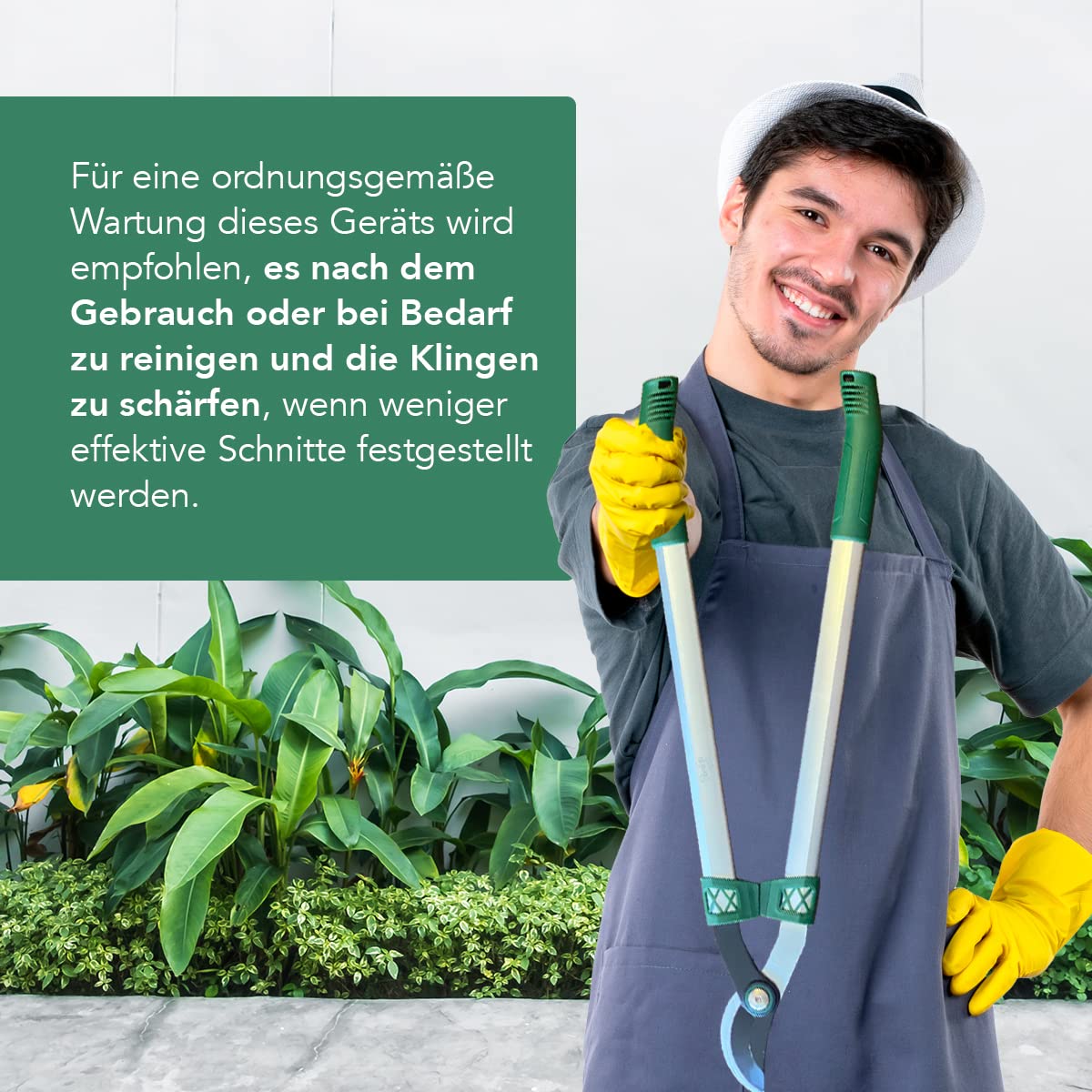 BioTop Zweihändige Beschneidschere - Professionelles Gartenwerkzeug - Schere ideal für Pflanzen, Blumen, Garten und Gemüsegarten - maximal 40 mm mit Stoßdämpfern - Biotop