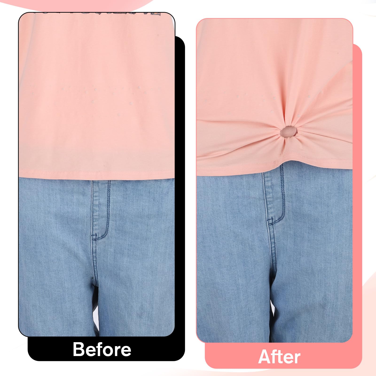 6 anillos para ropa para mujer, clip invisible para ropa, 3 tamaños, clips para corbatas de camisa + 20 bandas de goma para vestir, cinchas de camisa para mujer, vestidos, bufandas cambiantes