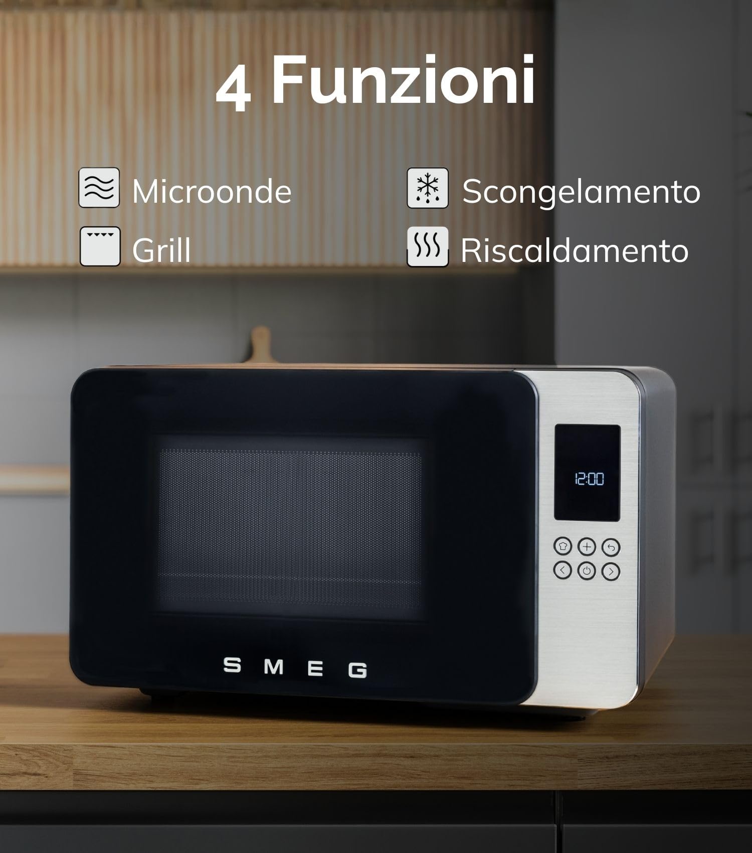 Smeg, Forno a Microonde con Grill MOC01SBMEU, 4 Funzioni e 18 Programmi Automatici, Tecnologia Inverter, Sistema di Chiusura Soft Close, Accessorio Griglia Incluso, 1900 W, Blu Tempesta Opaco