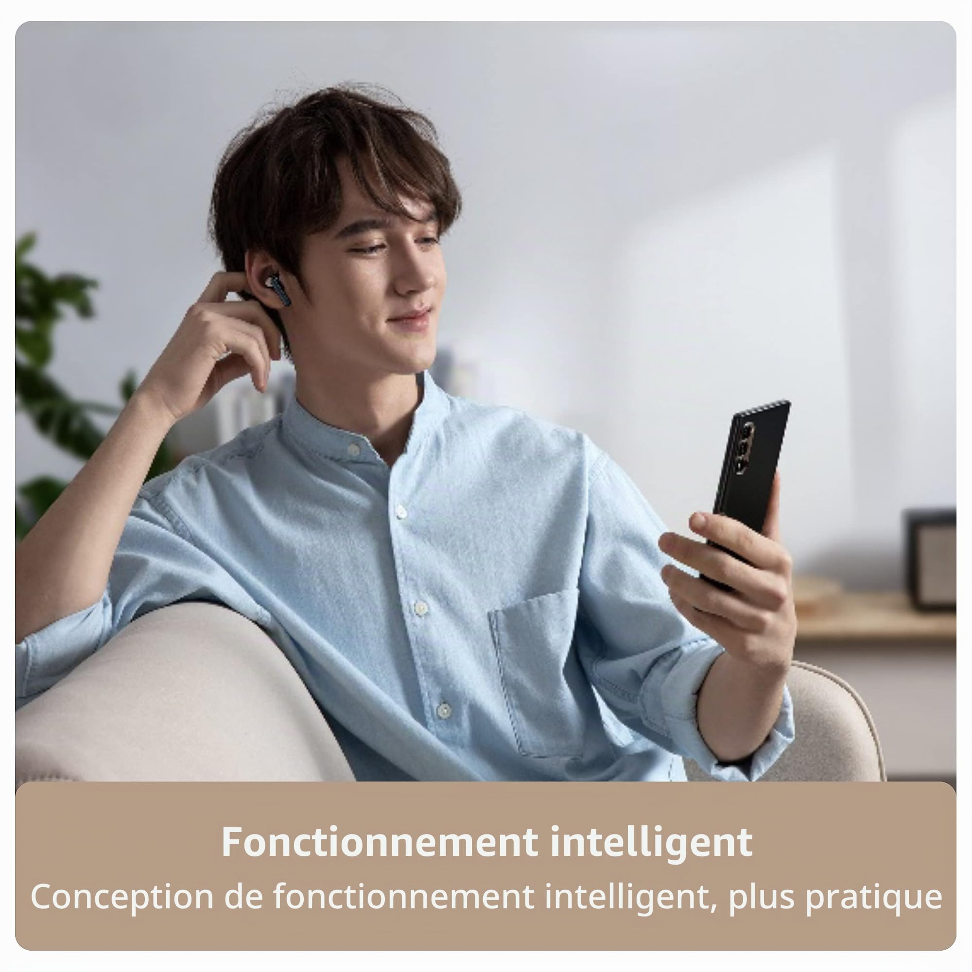 OPPO Enco W51 - Écouteurs sans Fil, réduction du Bruit, Bluetooth, résistance à l'eau IPX4 - Blanc