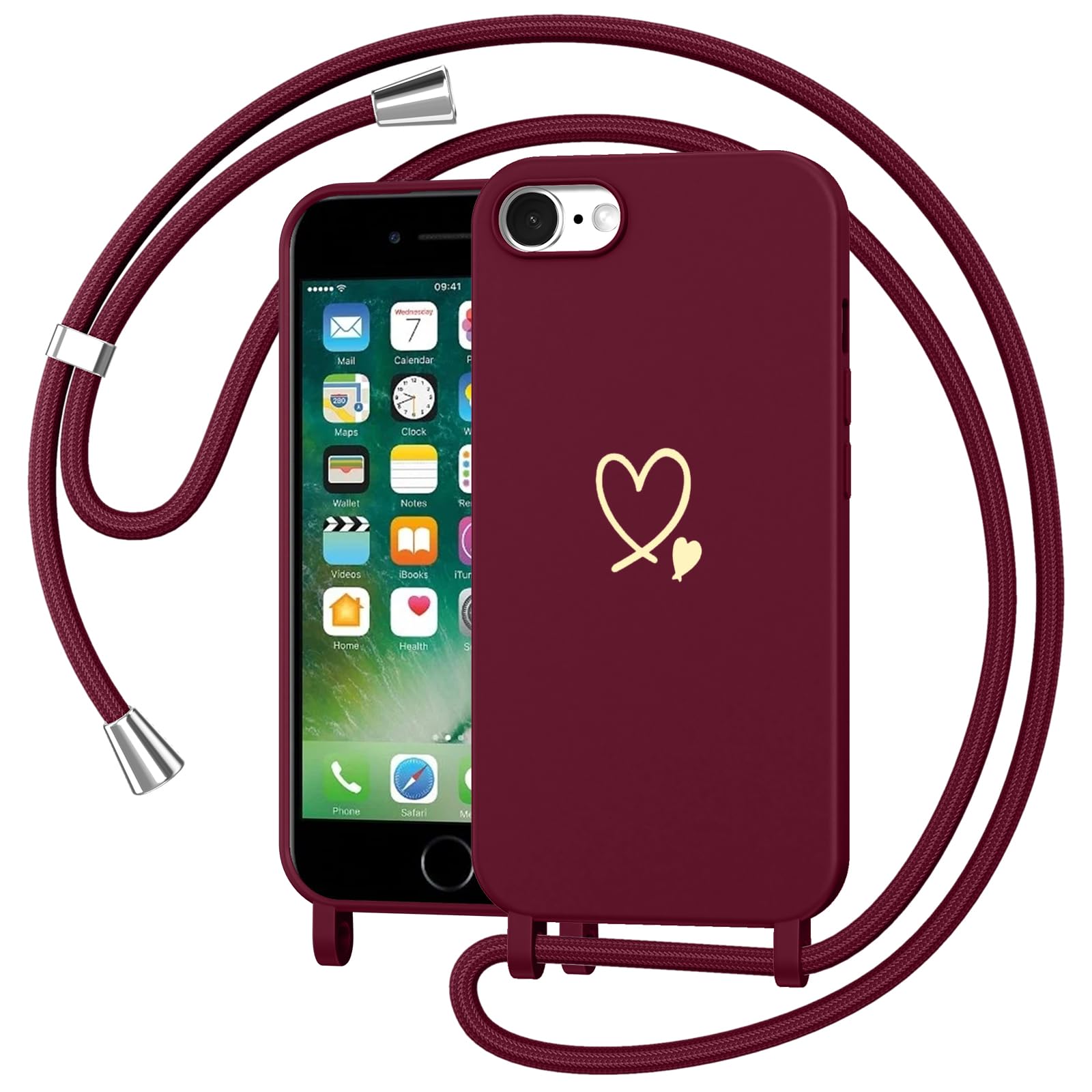 Lafunda Cover Compatibile per iPhone 7/iPhone 8/iPhone SE2020/SE 2022 Custodia con Protezione fotocamera Sottile Silicone Antiurto amore cuore Case Donne Paraurti per iPhone 7/8/SE2020/SE 2022 Rosa