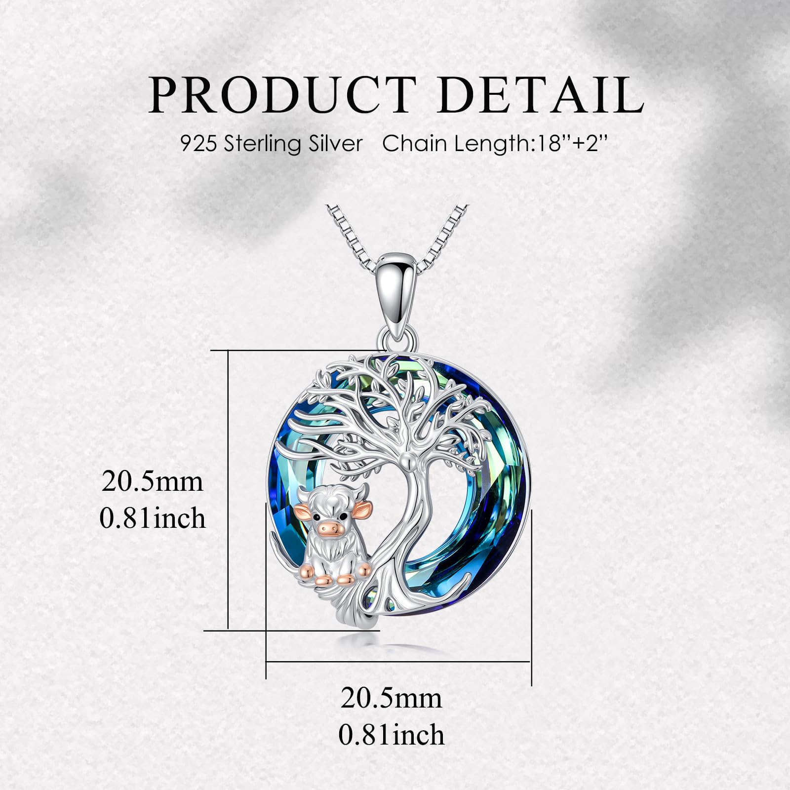 925 Sterling Silber Kette für Damen Bunter Kristall Anhänger Symbolischer Naturschmuck Geschenk für Sie Mutter Geburtstag Jahrestag