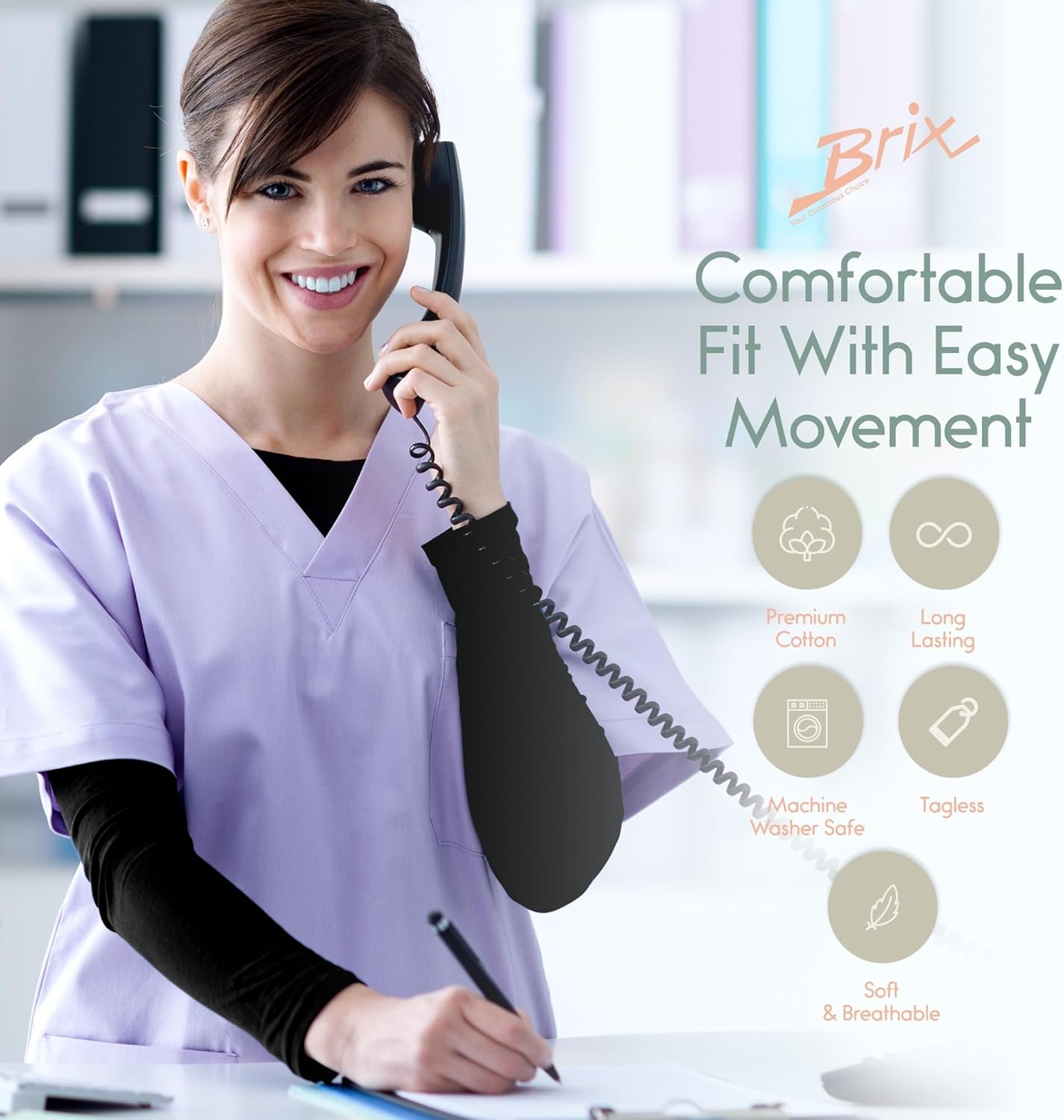 Brix Women's Long Sleeve Tee - Crewneck Cotton T-Shirt Tagless Super Soft Classic and Fitted. - Image 4