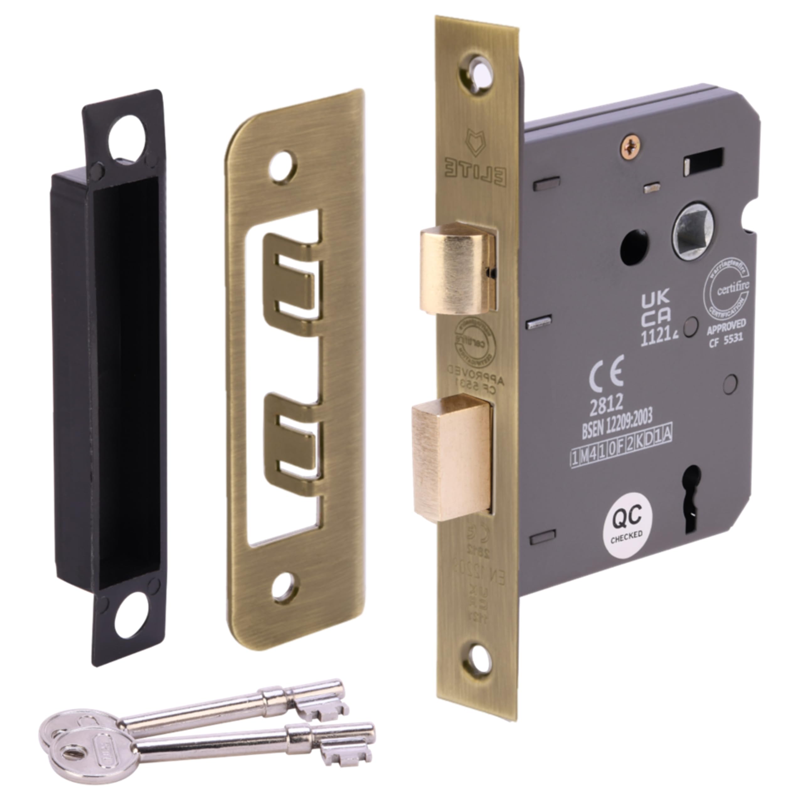 Hunta Antique Bronze Handlezone® 76Mm (3 Inch) 3 Lever Mortice Sashlock For Internal Timber Doors, Security Key Operated Lock, Reversible Latch, Ce & Ukca Approved - Fire Rated - 57Mm Backset
