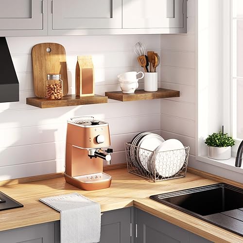 Vista 5 de HOOBRO Floating Shelves for Wall, Wall Mounted Shelf Set of 2, 15.7" Hanging Shelf with Invisible Brackets, for Wall in Bathroom, Bedroom, Toilet