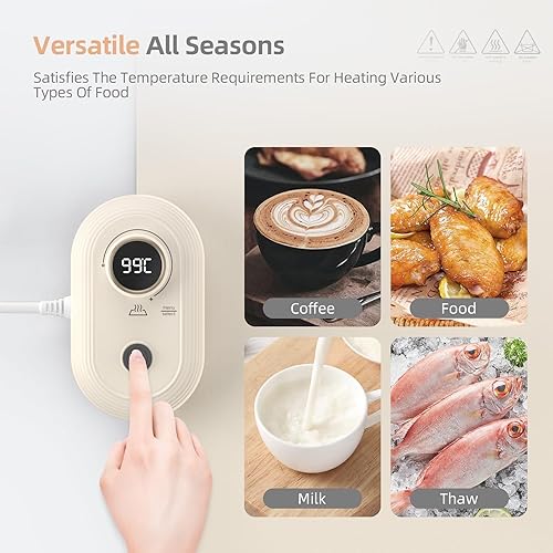 Miniatura 4 de SHASUKI Calentador de alimentos portátil de silicona con temporizador de 6 horas, 13 niveles de temperatura, bandeja de calentamiento eléctrica