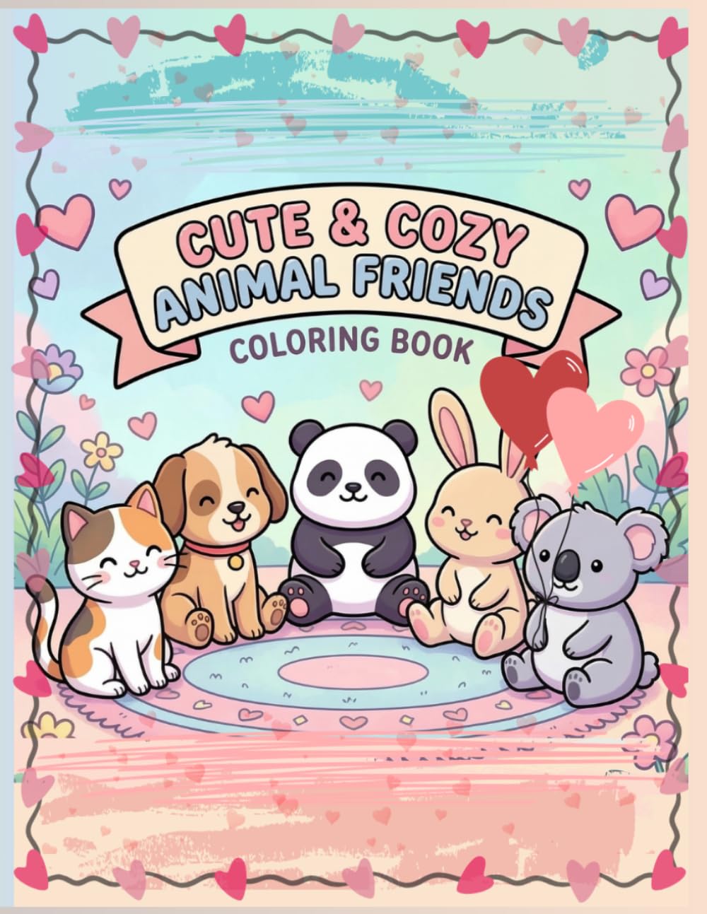 Cute Cozy Animal Friends: Bold and Easy Animal Coloring Book for Adults and Teens – 50 Relaxing Cute Animal Designs