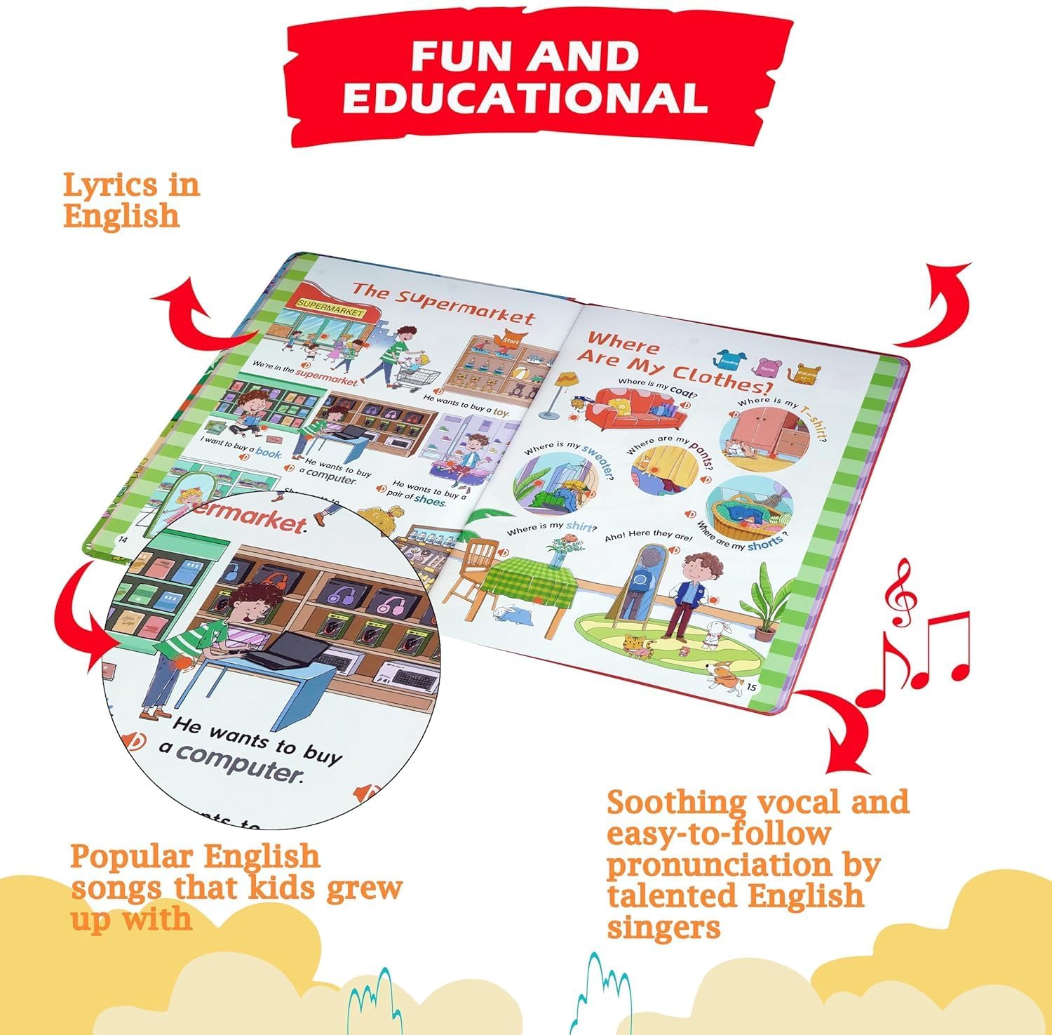 Verra Enterprise Children’s English Graded Reading Interactive Audio Book 500+ Words & 300+ Sentences Touch & Listen Voice Book with Fun for Kids Ages 3+ Learn English with Sound 1