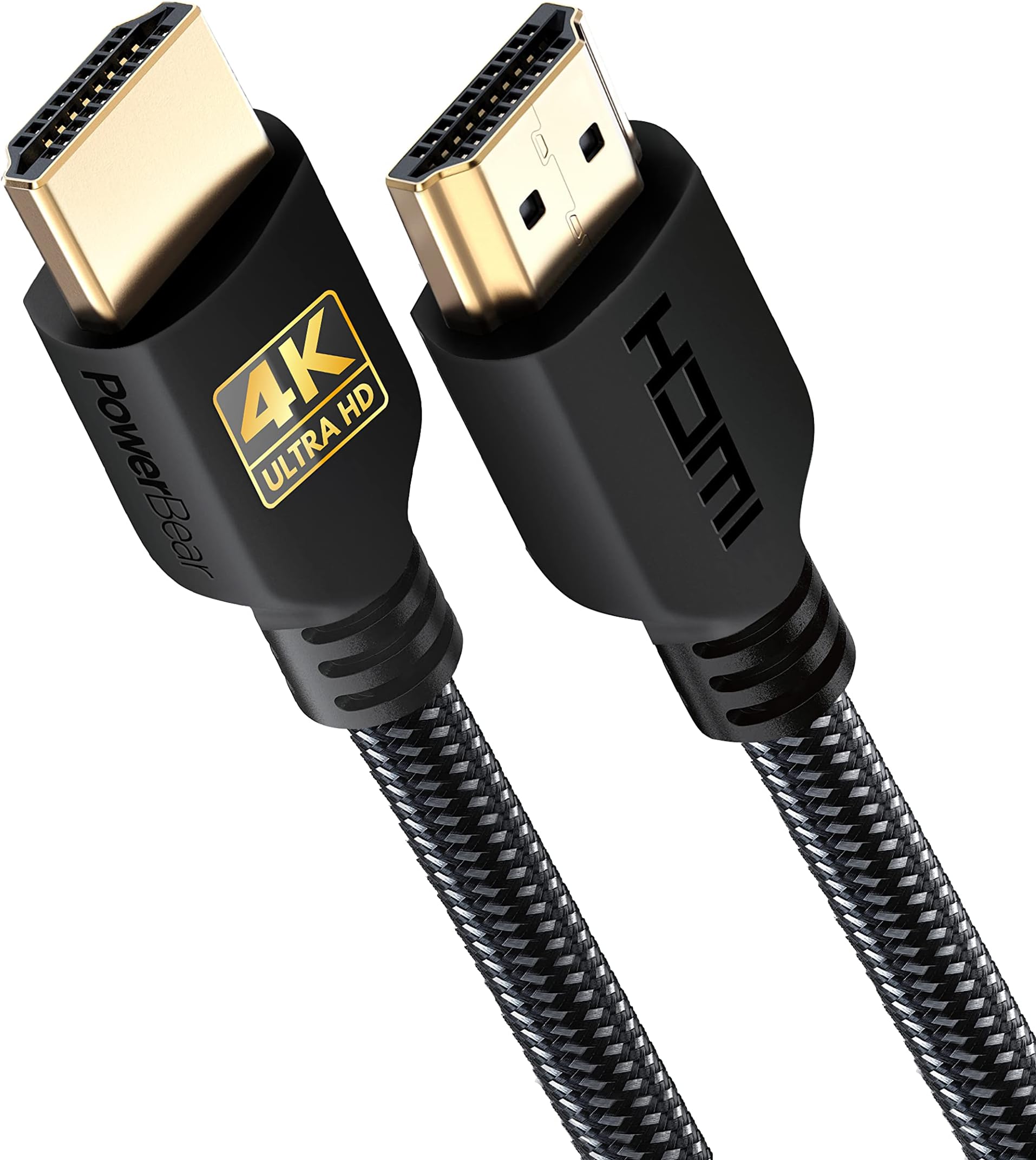 PowerBear 4K HDMI Cable 0.3 M | High Speed, Braided Nylon & Gold Connectors, 4K @ 60Hz, Ultra HD, 2K, 1080P, ARC & CL3 Rated | for Laptop, Monitor, PS5, PS4, Xbox One, Fire TV, Apple TV PC