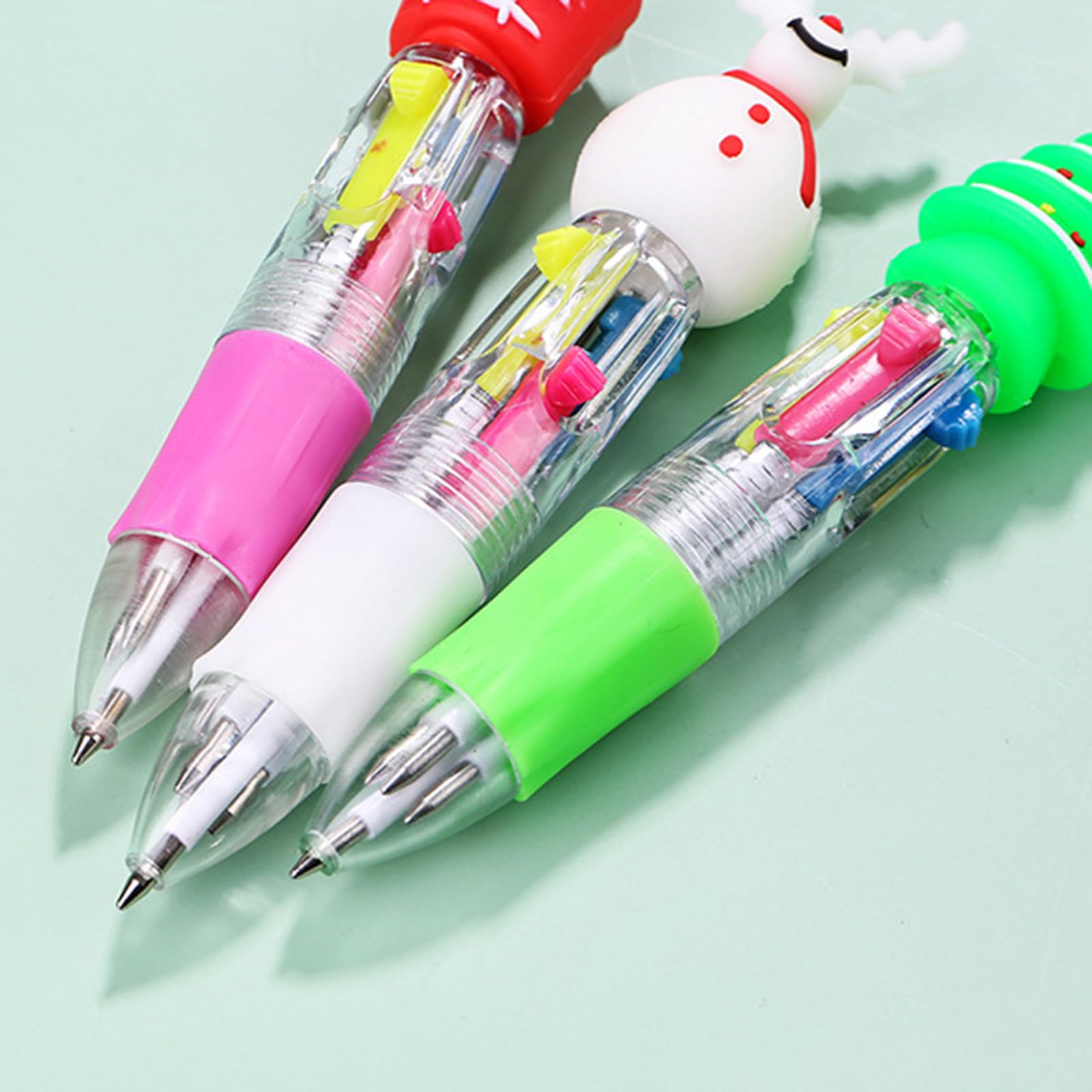 3 4Pcs Christmas Ballpoint Pen Multicolor Pen 4 Color-in-1 Retractable Ballpoint Pen for Kid Reward Multicolor Pens for — view 6