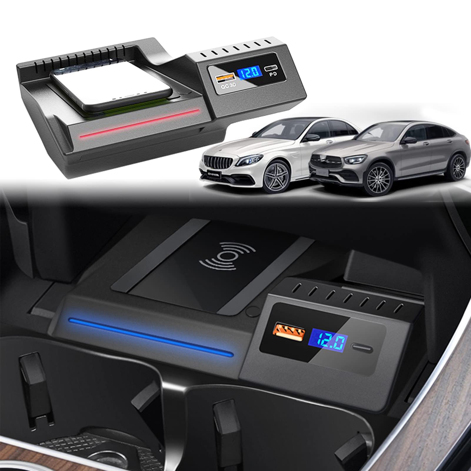 Amazon.co.jp: 車載 ワイヤレス充電器メルセデスベンツCクラスGLC AMG 