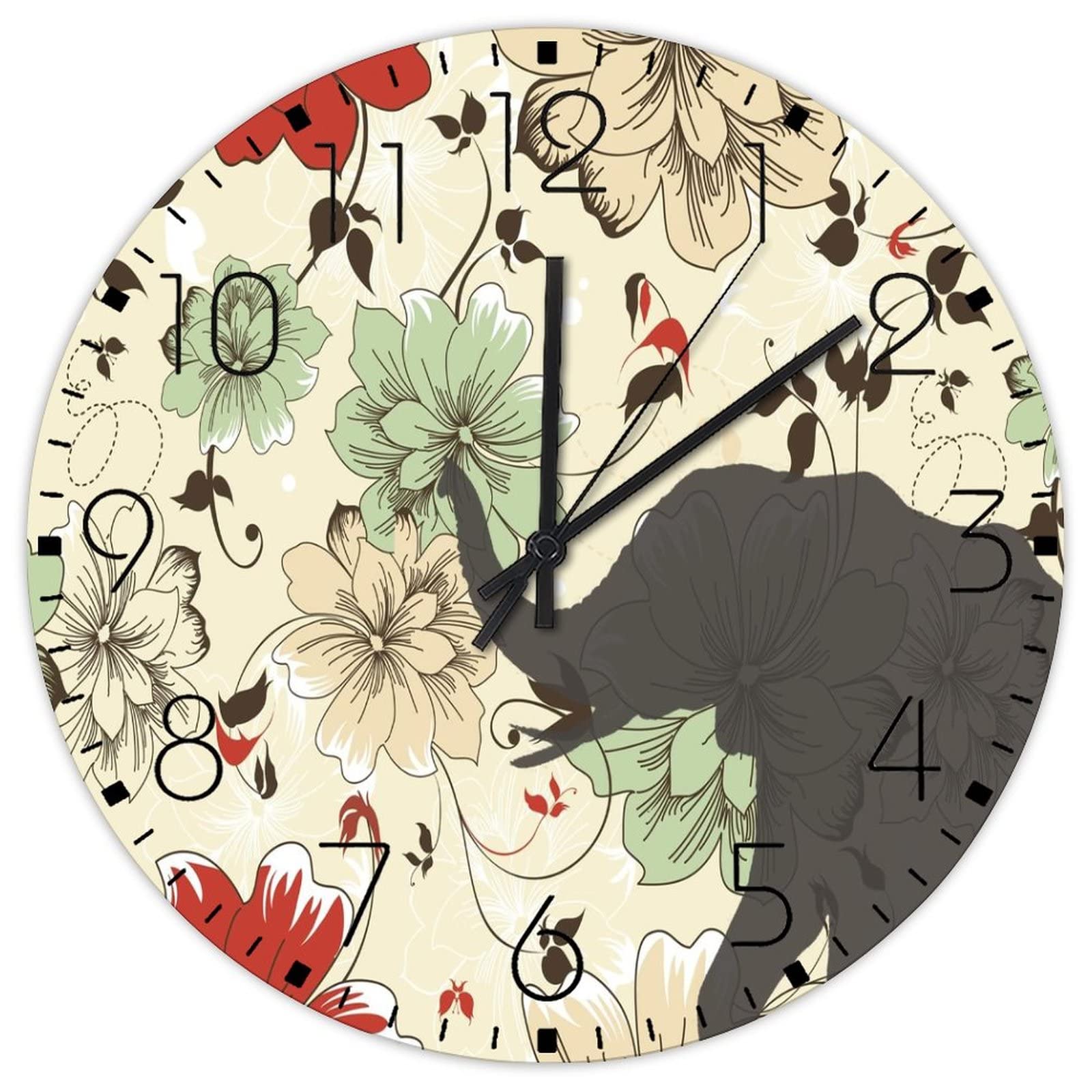 Horloge murale personnalisée bois fleur aquarelle mouvement balayage