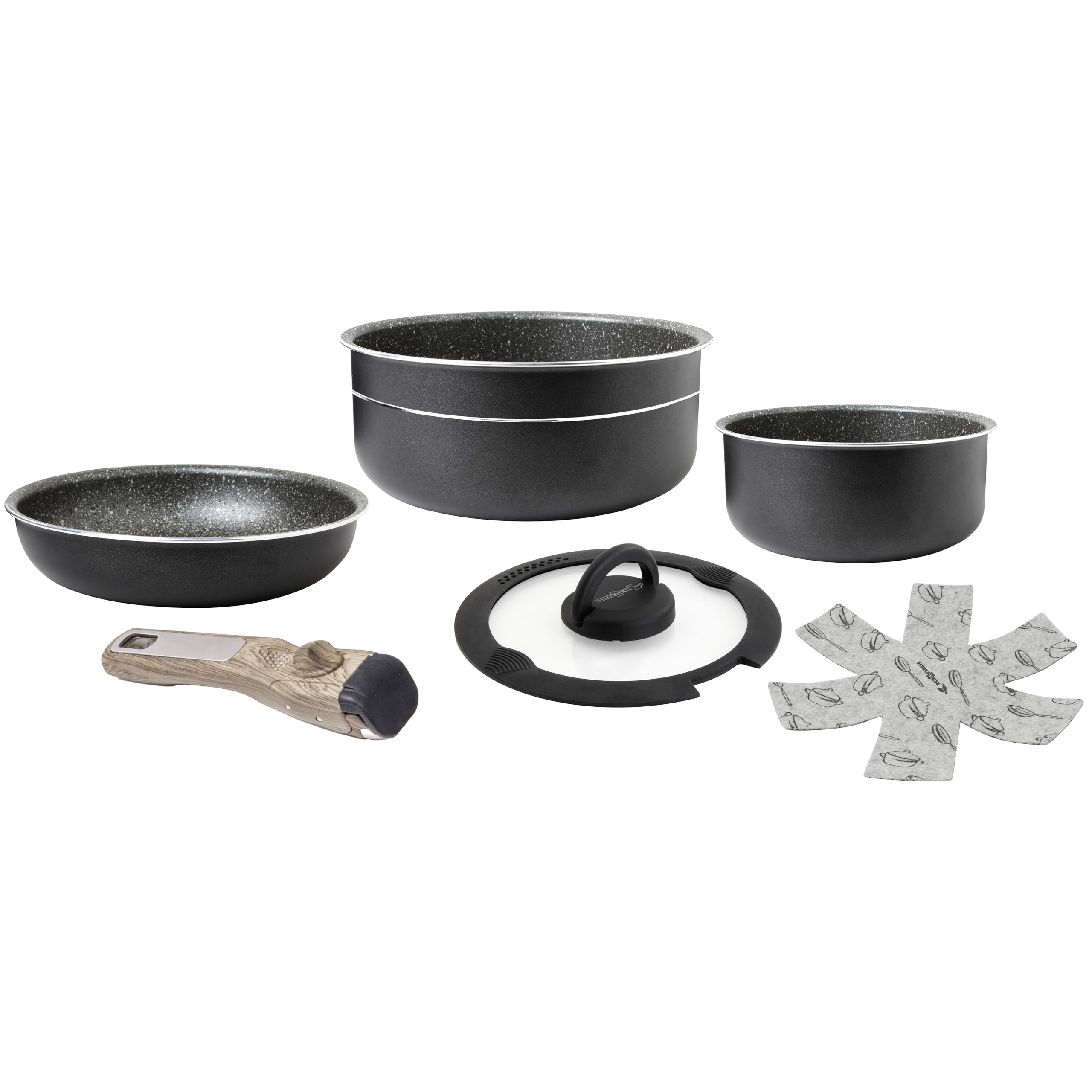 Brunner Pirate Spacemaster Camping Cookware Set - Lightweight, Non-Stick, Ceramic Cookware | Durable Aluminum | Compact Nesting Design | Compatible with Gas, Induction, & Electric Stove (20cm)