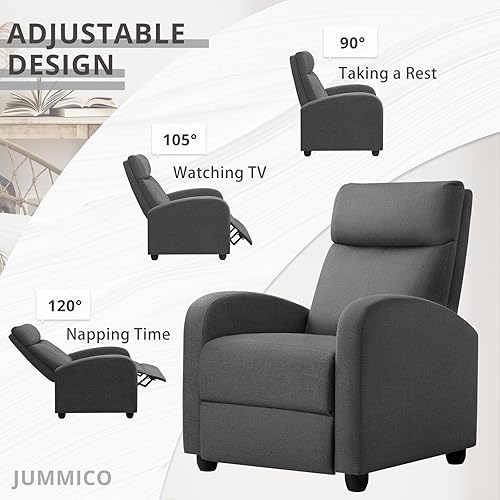 Miniatura 4 de JUMMICO Silla reclinable ajustable para cine en casa, sofá reclinable individual con cojín de asiento grueso y respaldo, moderno sillón reclinable