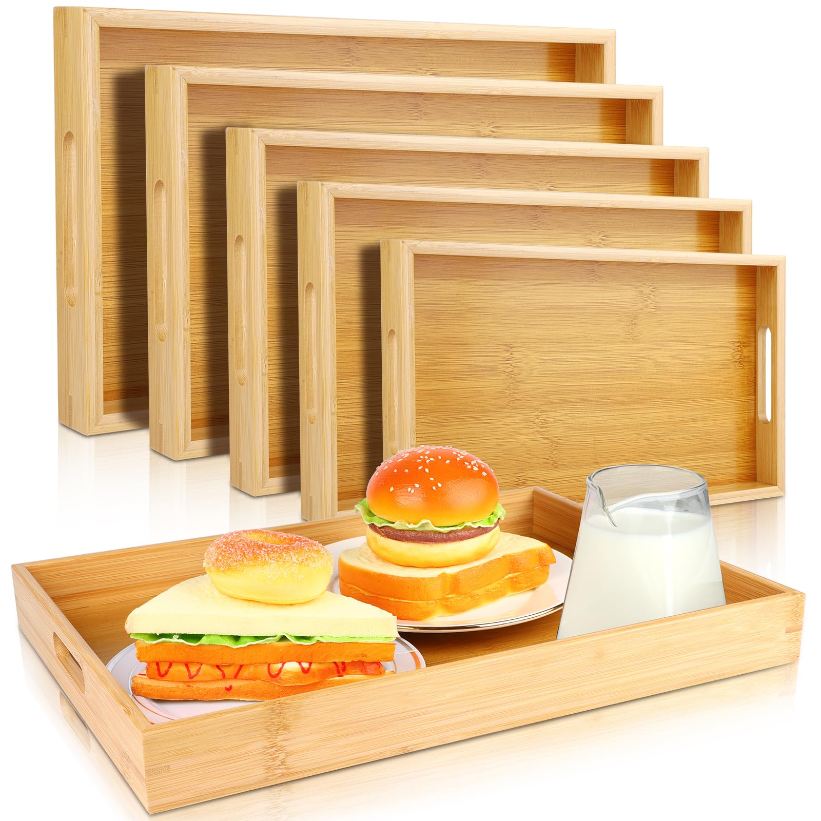 WYTAOHZL 5Pcs Bamboo Trays Serving Food Trays for Serving Food Serving
