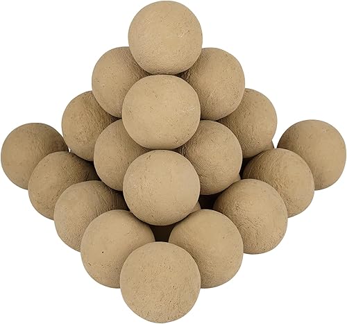Miniatura 10 de Skyflame Juego de 12 bolas de cerámica para chimenea, juego de 12 piedras redondas para fogatas o accesorios de chimeneas de interiores y Gris