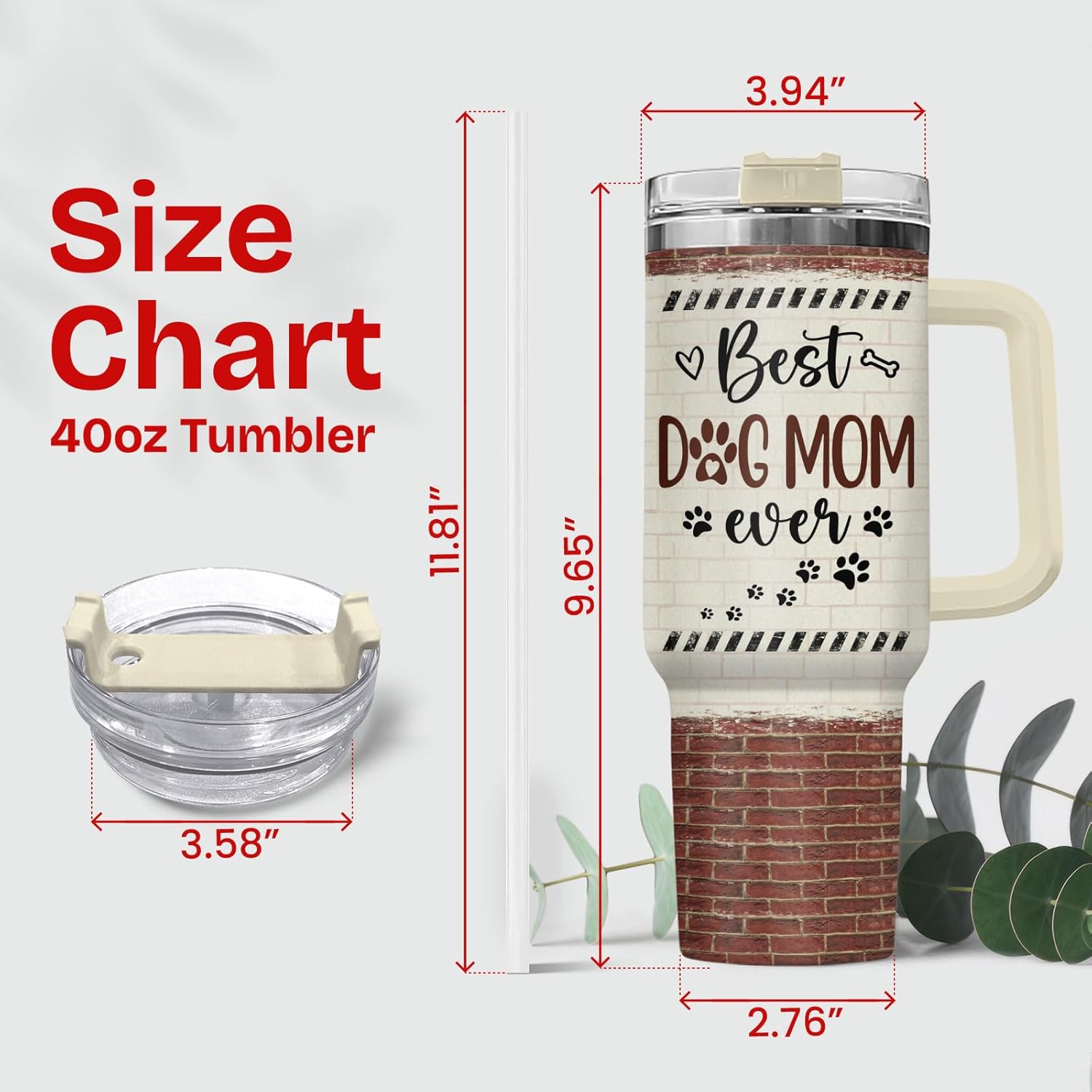 Funny Dog Mom Tumbler 40oz with Handle and Straw, Paw Mama Eye Contact Poop Joke Insulated Travel Coffee Mug, Best Puppy Lovers Gifts for Mother's Day Gifts - Birthday Present to Mommy & Pet Owners - Image 2