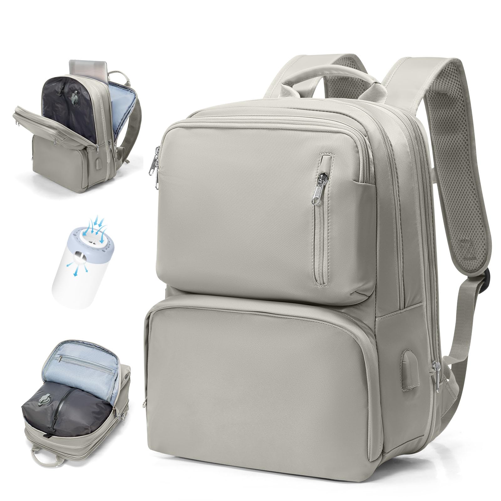 Cabin Bags for Travel, Underseat Carry on Hand Luggage Backpack for Women Airplane Approved Travel Backpack Personal Item Travel Bag 14 inch Laptop Backpack for Business Casual Work Beige — view 13