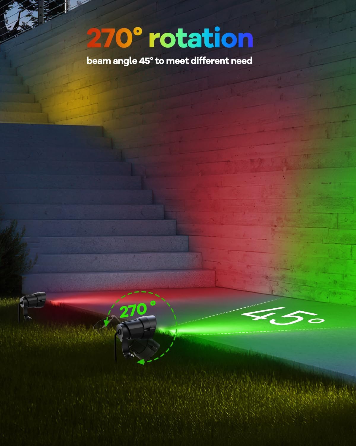 HIBOITEC RGBW Low Voltage Landscape Lighting 12W with 300W Transformer Remote Connectors Spotlights Landscape Lights Kit 12-24V AC/DC Waterproof for House Yard Outdoor Christmas 12Pack