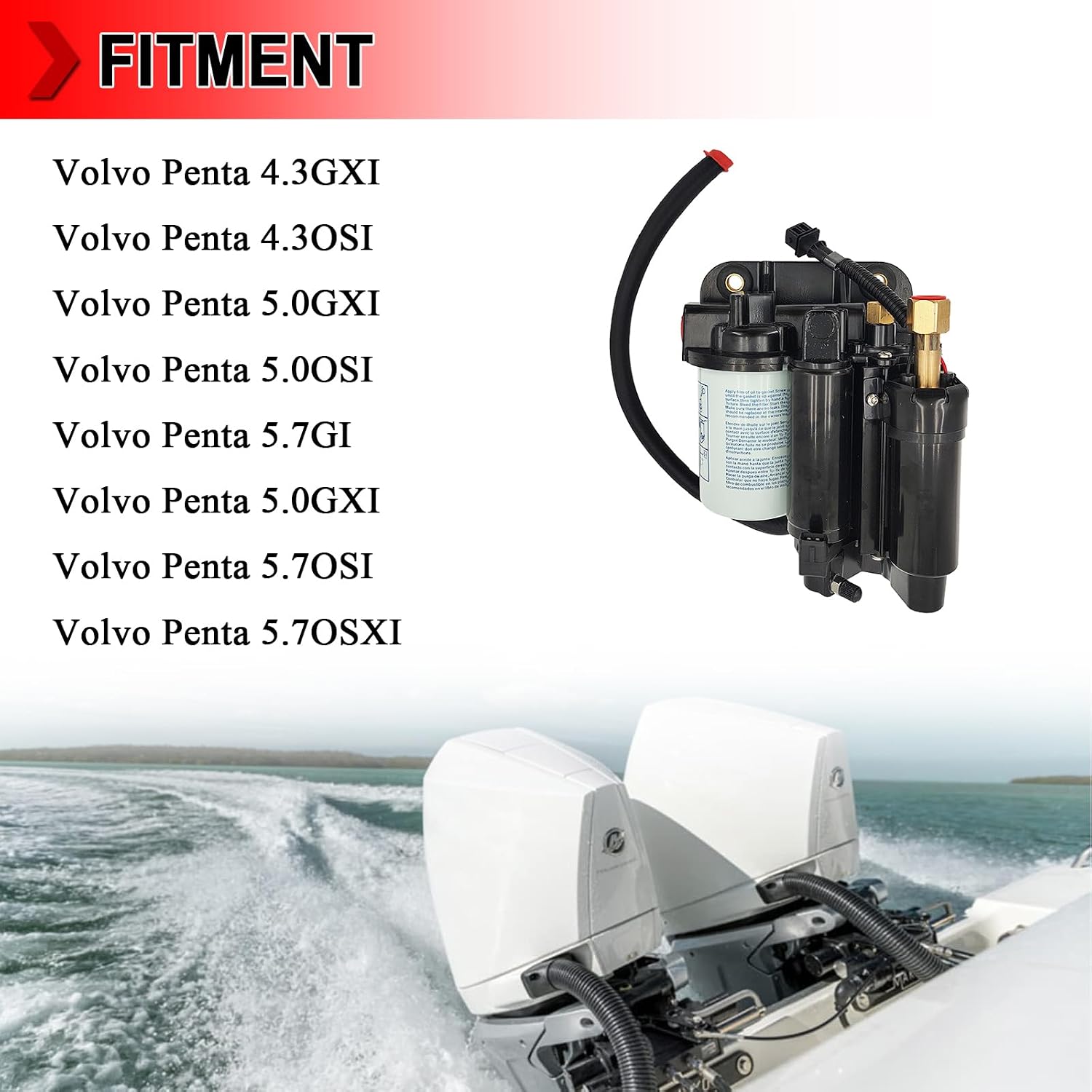 Electric Fuel Pump Module Assembly Fit for Volvo Penta 4.3OSI 4.3GXI 5.0OSI 5.0GXI 5.7GI 5.7GXI 5.7OSI 5.7OSXI 4.3L 5.0L 5.7L, Replace 21608511 21545138 21397771 3594444 3861355 3860210 23306461