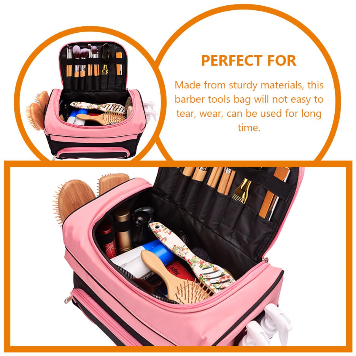 Toyvian Große Friseurtasche aus Oxfordstoff mit Metallteilen Multifunktionaler Organizer für Haarstyling Werkzeuge Robust und Leicht Zugänglich für Reisen und Outdoor Einsatz