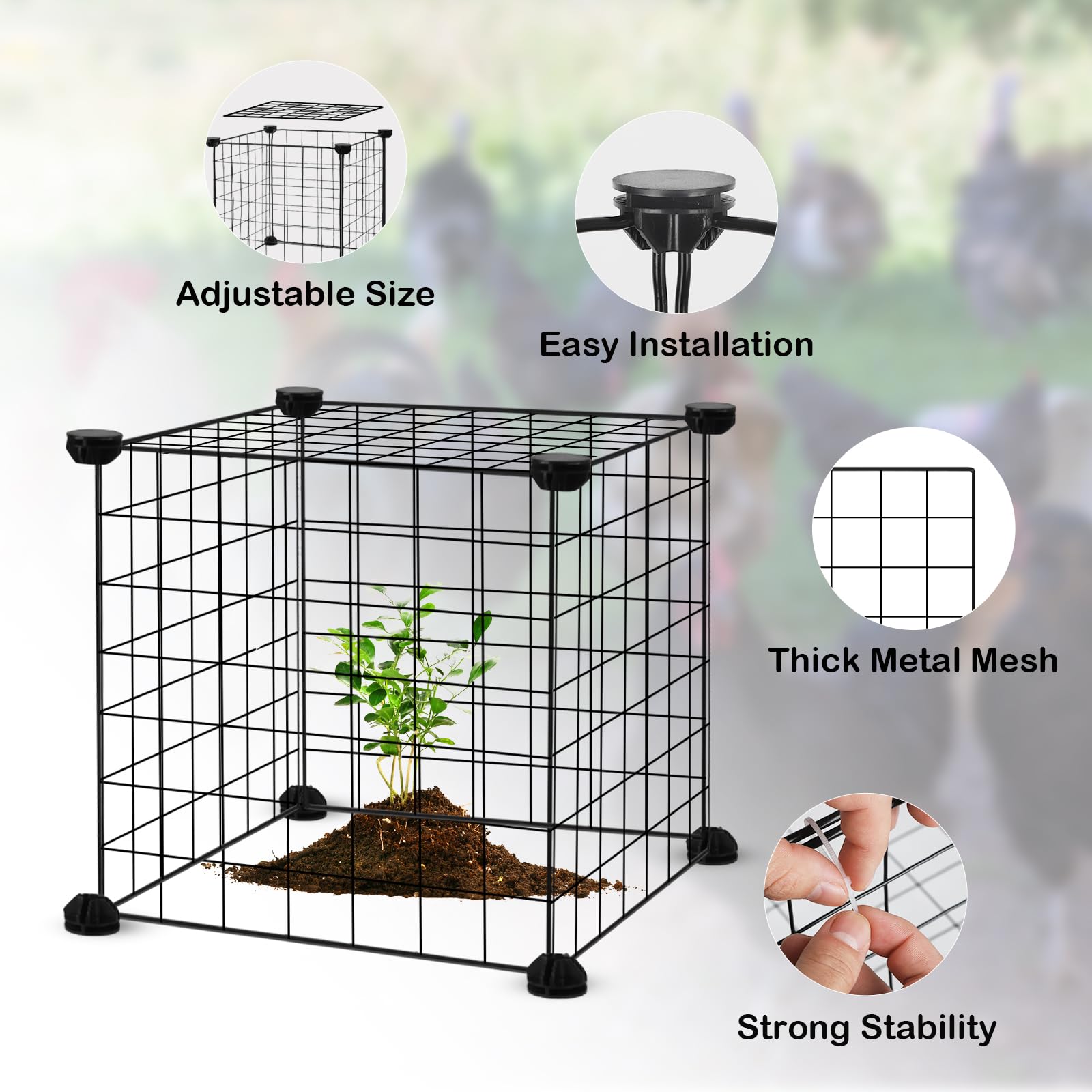DYAUS Paquete de 2 Protectores de Plantas de Animales, 10 Piezas de Malla de Metal de 12 x 12 Pulgadas, Campanas de jardín para Plantas, Cubiertas de Plantas para Proteger Plantas, Cubiertas de
