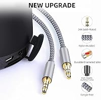 Henrety 3.5 mm nylon fonott aux audió kábel 1 m férfi-férfi csatlakozó fejhallgató autó sztereó hangfal iPhone iPad iPod Echo szürke 6
