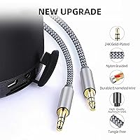 Vista 6 de Cable auxiliar trenzado de nailon de 0.138 in (3.3 pies), cable auxiliar de audio macho a macho para auriculares, automóvil, estéreo doméstico