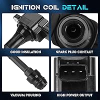 Vista 2 de Juego de 4 bobinas de encendido compatibles con Altima 2.5L 2002-2006, Sentra 2.5L 2002-2008, X-Trail 2.5L 2002-2013 Reemplazar UF350 C1398