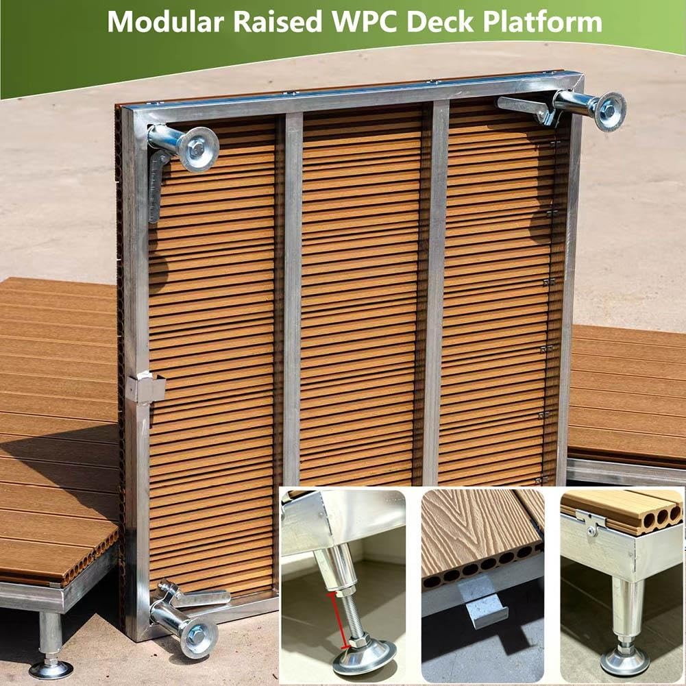 Erhöhte Terrassenplattform, 84 x 84 cm Modulares Schwimmendes Deck Set