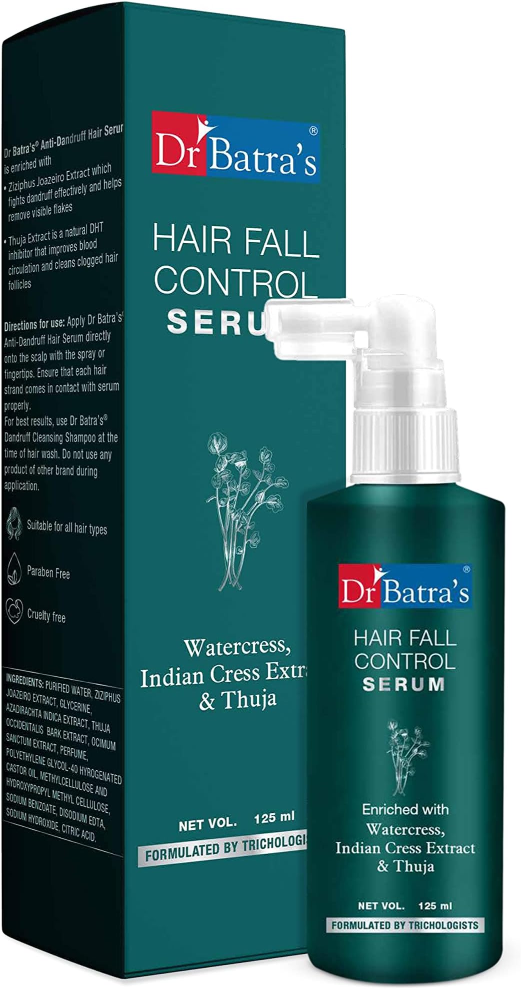 Hair Fall Control Serum, Best ingredients of Thuja, Henna & Amla, Healthy scalp, Silicone, Paraben & Sulphate free, Trichologists formulated, Lightweight (125 ml)