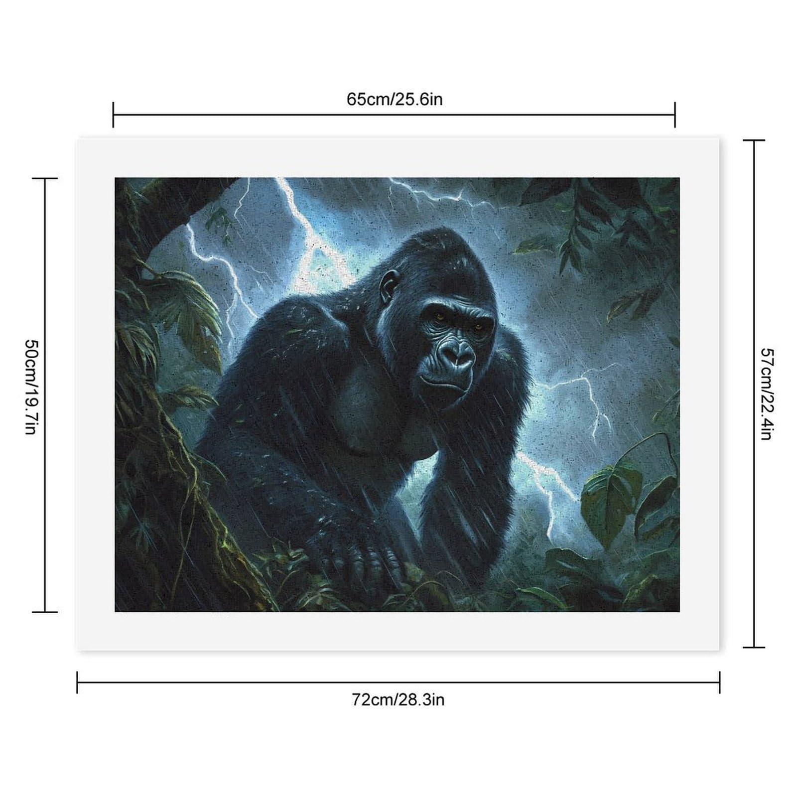 Lustiges Malen nach Zahlen für Erwachsene, Motiv: Gorillas Donner, digitales Ölgemälde, Heimdekoration, Geschenk, 50 x 65 cm