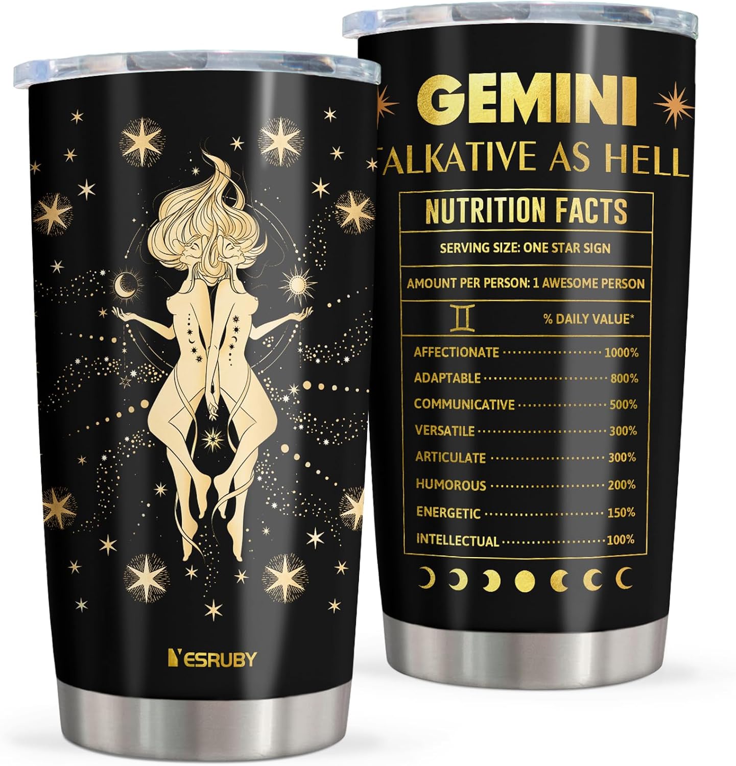Yesruby Gemini Gifts Tumbler 20Oz, Gemini Gifts For Women